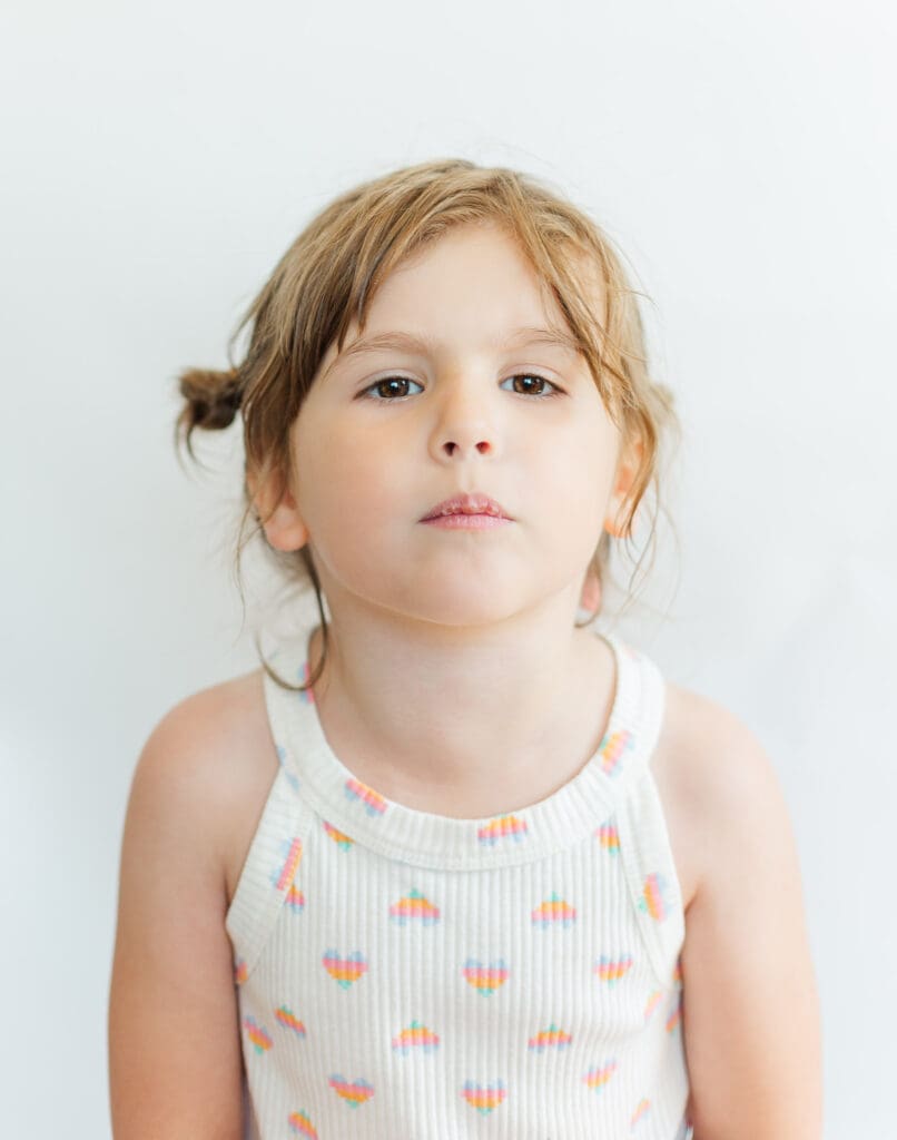 portrait of a girl making a serious face