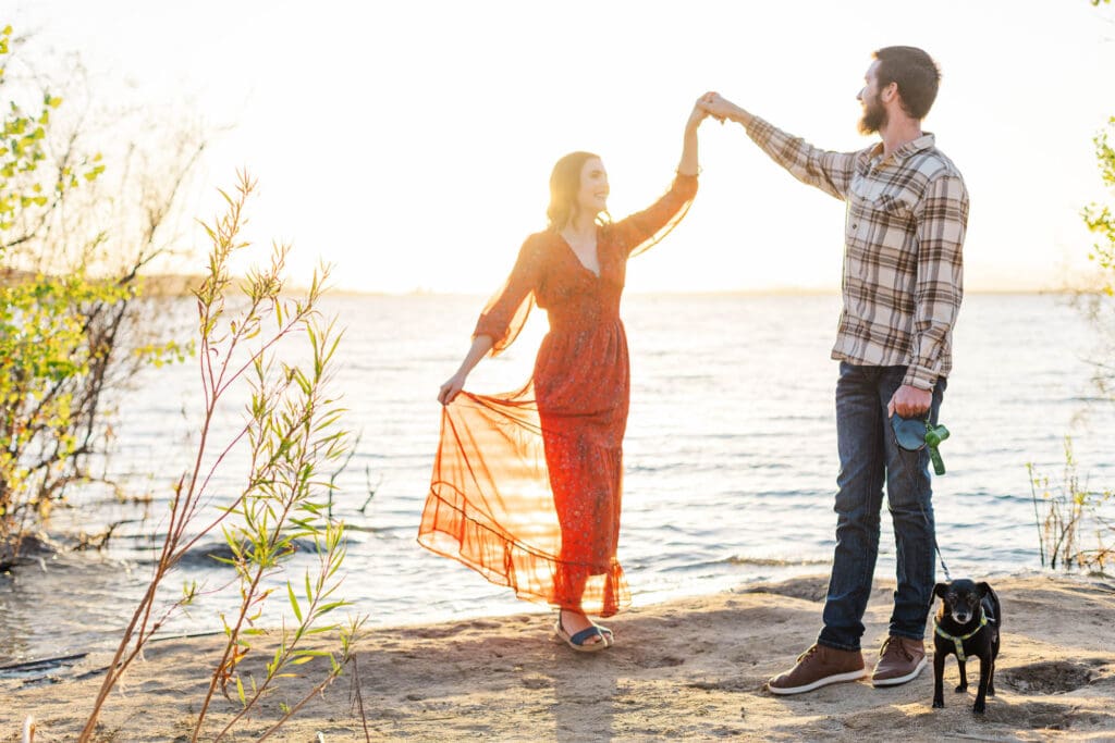 A couple enjoying a romantic date night in Temecula, CA, captured with warm, film-like tones by Jeri Marlow Photography.